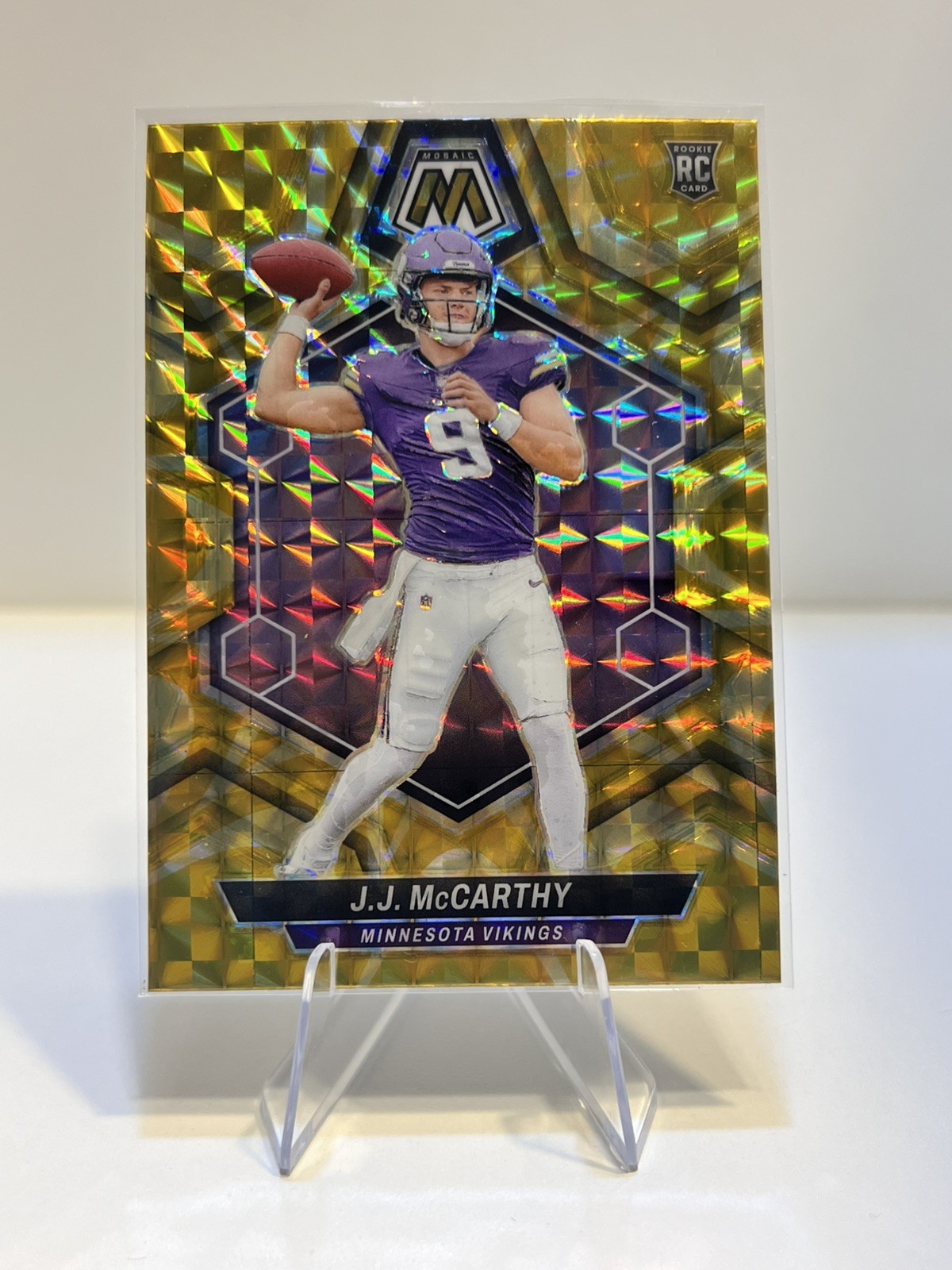 J.J. McCarthy 2024 Panini Mosaic #310 RC Mosaic Yellow Reactive