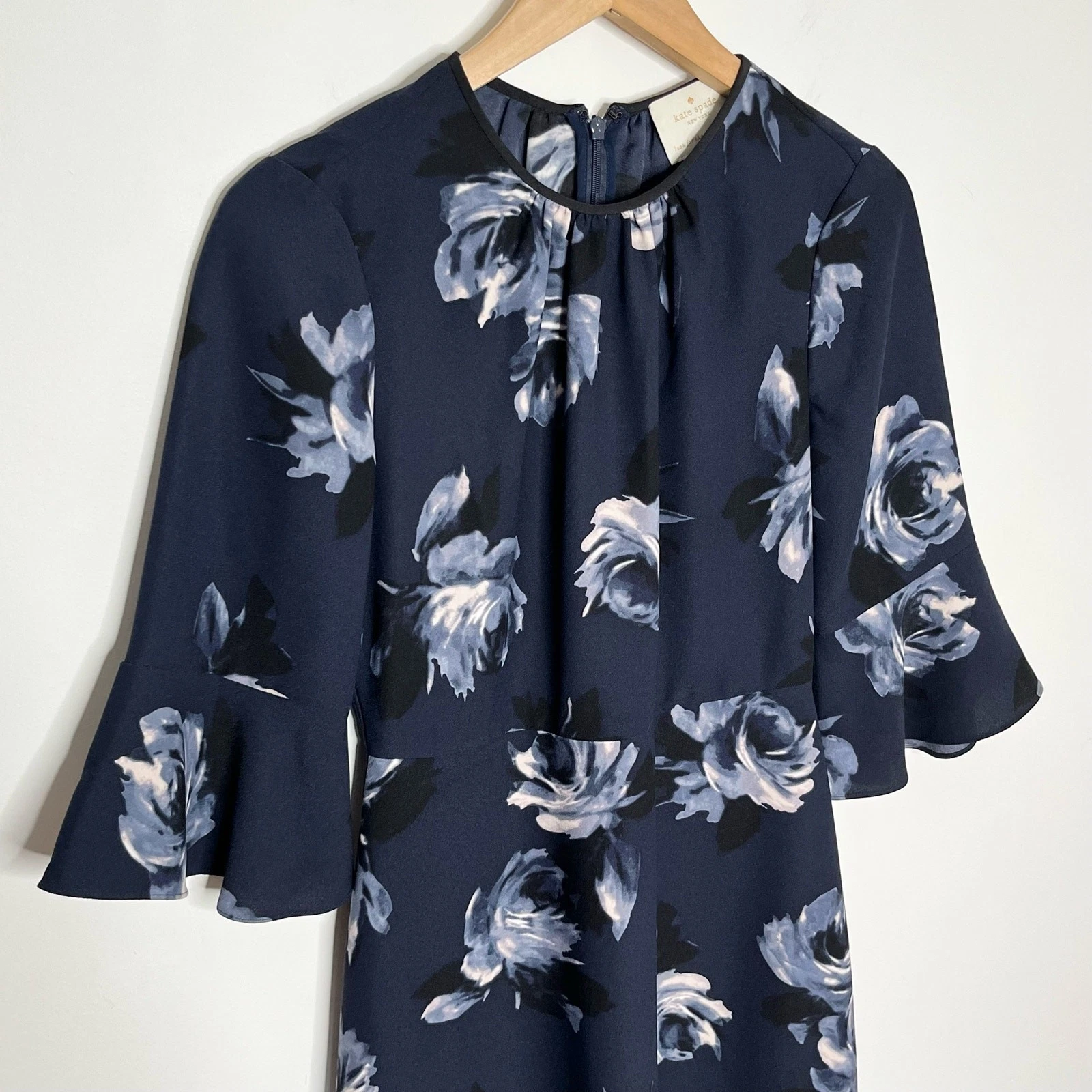 Abito donna Kate Spade New York rosa notte taglia 0 blu navy rosedew floreale crepe