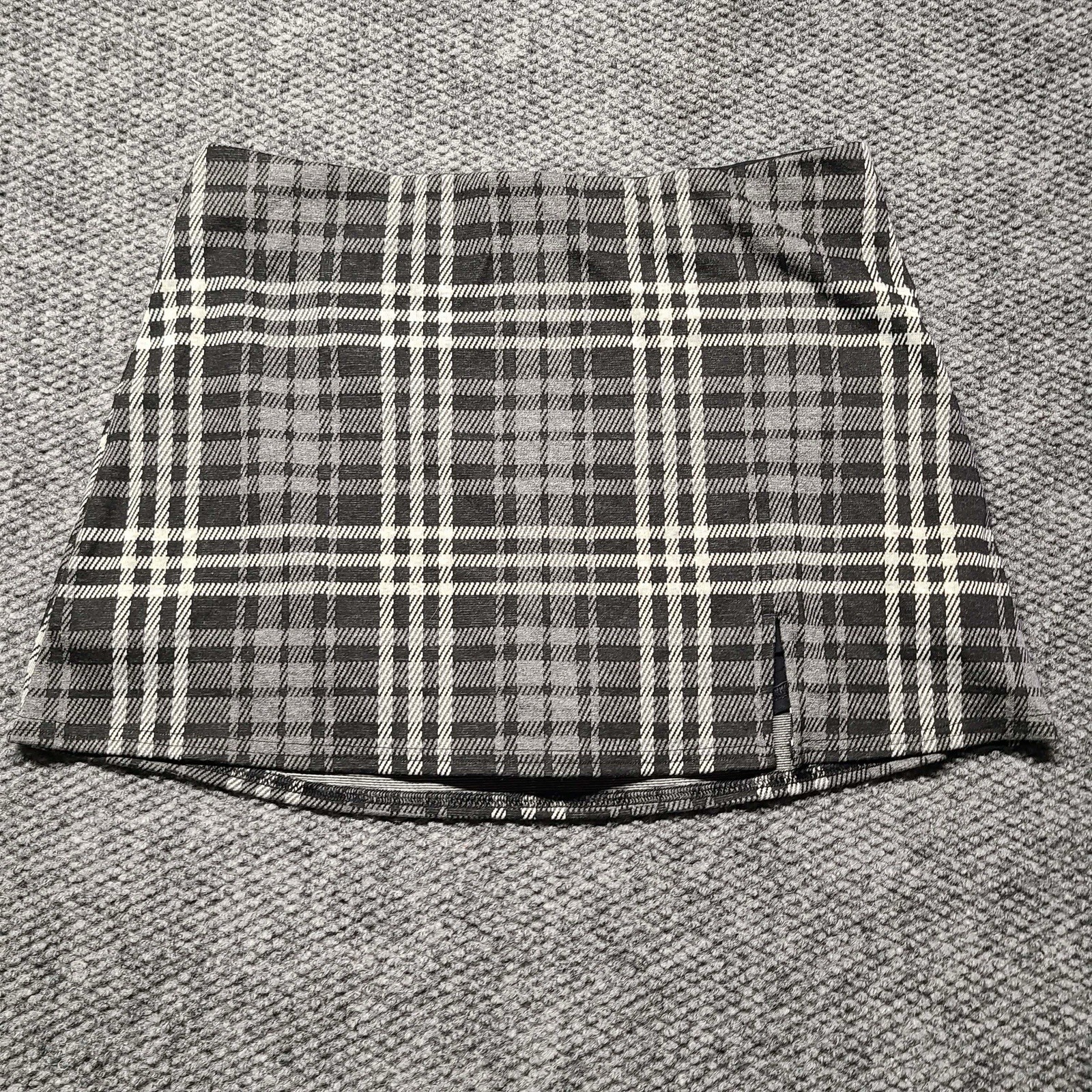 American Eagle Skirt Women's L Plaid Black White Short Stretch Skirt Skort