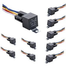 10 Pack 12V 40/30 Amp 5 Pin SPDT Car Relay with Harness - Heavy Duty 12 AWG