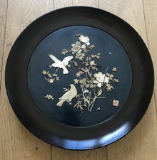Large Asian Wooden Decorative Tray From Japan - Early 20th Century - Signed