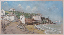 Cornish Coastal Study. Pastel by F Hilder. Mid 20th Century.
