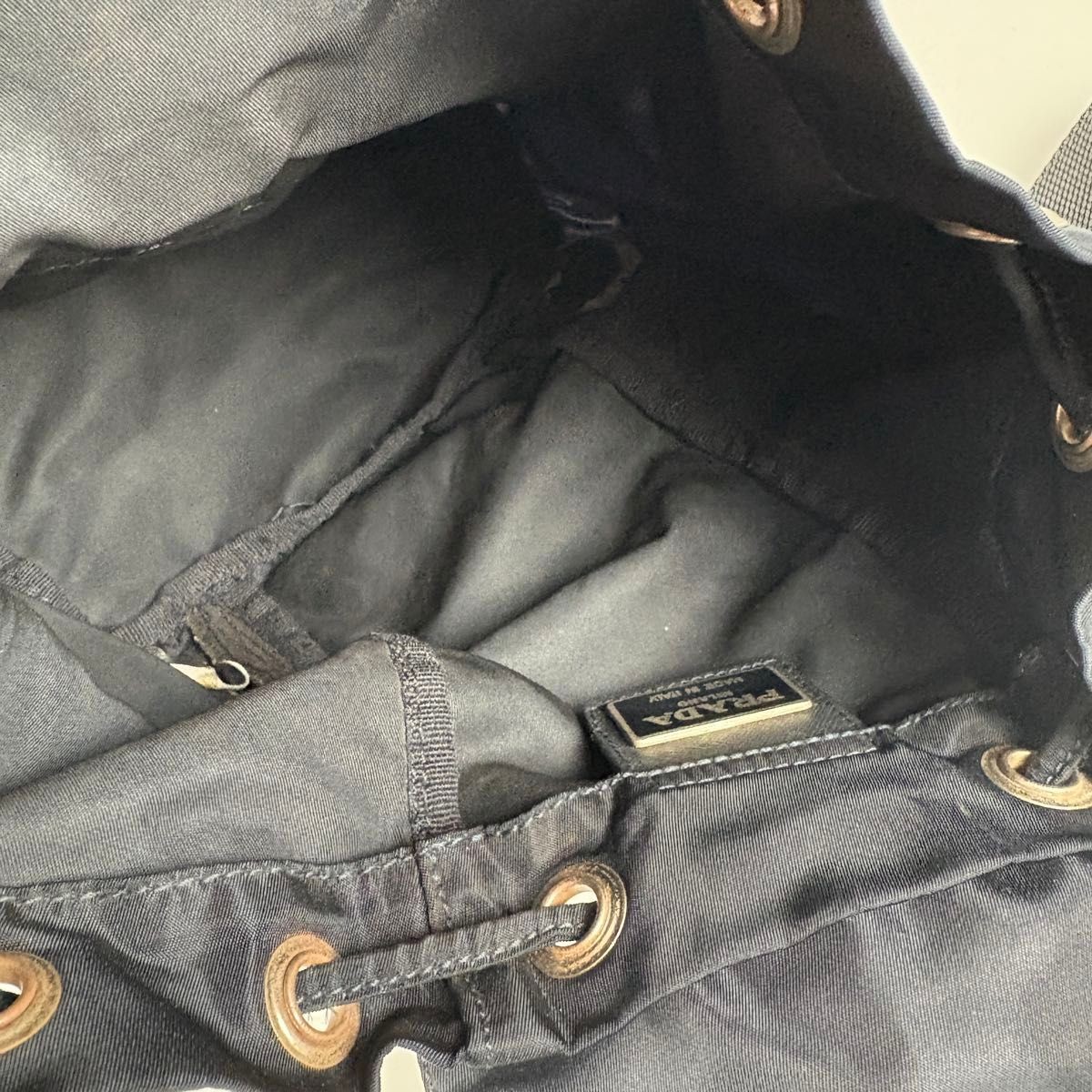 PRADA backpack tessuto nylon triangular logo navy… - image 14