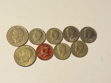 (9) 1971 D 1977 D Eisenhower Dollar Kennedy Half 776-1976 Bicentennial Lot