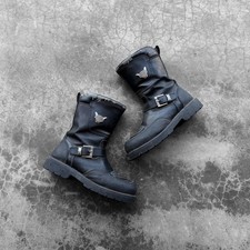 Vintage 90's Harley Davidson black leather engineer harness riding boot 10