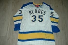 NHL WHL Saskatoon Blades mid 1970s #35 vintage game worn used durene  jersey