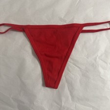 Victoria's Secret Pink Ribbed V-String Thong Red NWT Size Large Rare Deadstock