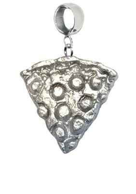 Z40 Scheibe Pizza Zinn Charm auf Kaution 5mm Loch hinzufügen Armband Halskette