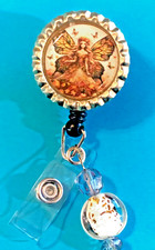 Id badge holder retractable alligator clip Fairy Gold
