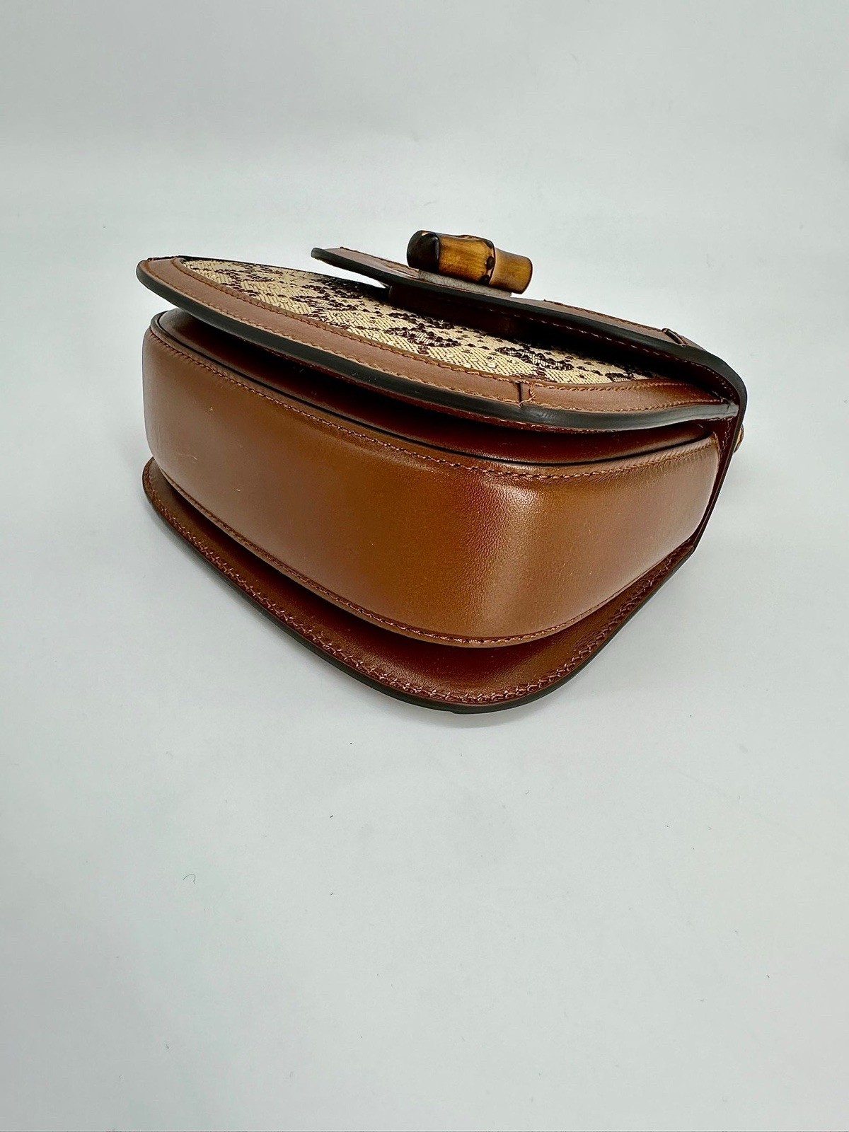 Gucci Bamboo 1947 Crystal Mini Top Handle Bag GG  Canvas & Brown Leather image 4
