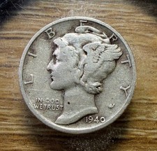 1940-S Mercury Dime - Actual Silver Coin Shown - Free Shipping & Tracking INV392