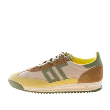 BACK 70 men shoes Barkley Jogger sneaker yellow beige fabric suede with green