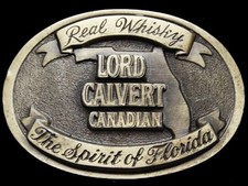 IL13154 COOL VINTAGE 1970s LORD CALVERT CANADIAN WHISKEY FLORIDA BELT BUCKLE