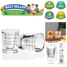 Espresso Shot Glasses Measuring Cup Liquid Heavy Glass for Baristas 2oz for S...