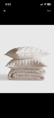 NEW Quince Bamboo Dream Quilted Sham Set |sand| KING