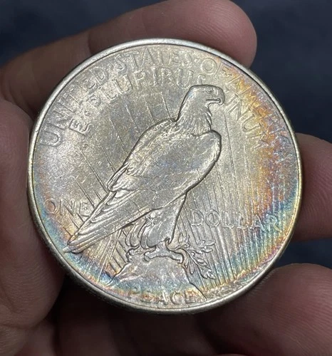 1934 Rainbow Toned 1934 Peace Silver Dollar Rare Eith Toning Better Date