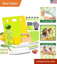 28PCS Toddler Kitchen Tools - Safe Cooking Set with Crinkle Cutters  Gloves