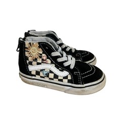 Vans x Skateistan Toddler Sk8 Hi Black Checkered Sneakers Size 6.5 Embroidered