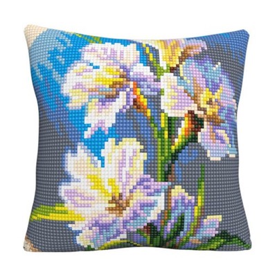 CDA Kreuzstichkissen Stickpackung ''Buntes Blumenmuster IV'', bedruckt, 40x40cm