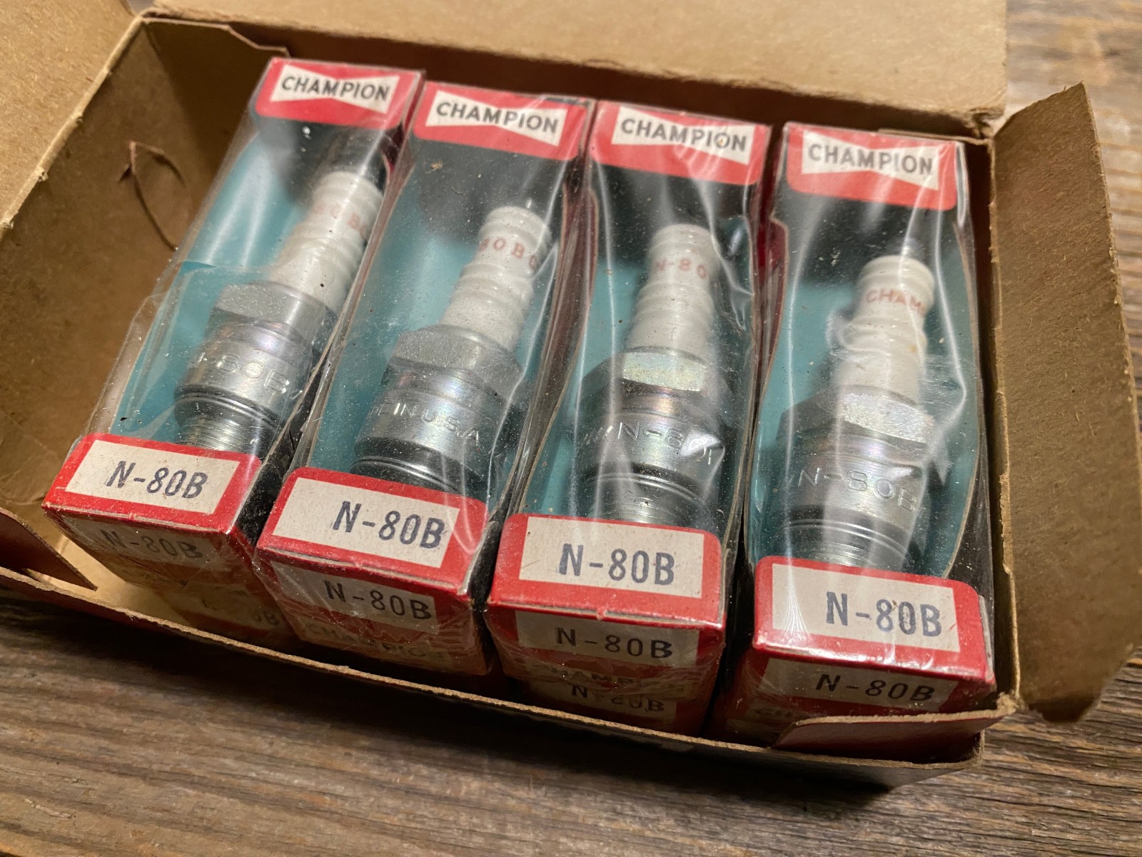 Vintage NOS Champion N-80B Spark Plugs Box of 8 Mazda RX-2 RX-3 Rotary OEM