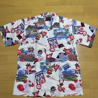EVISU Open-collar shirt REDS pattern Size: 38 Beige base EX limited From JAPAN