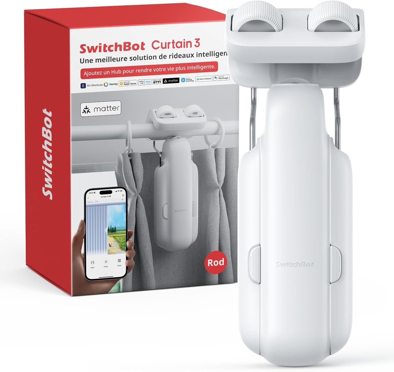 Moteur rideau Bluetooth avec minuteur et contrôle application mobile
