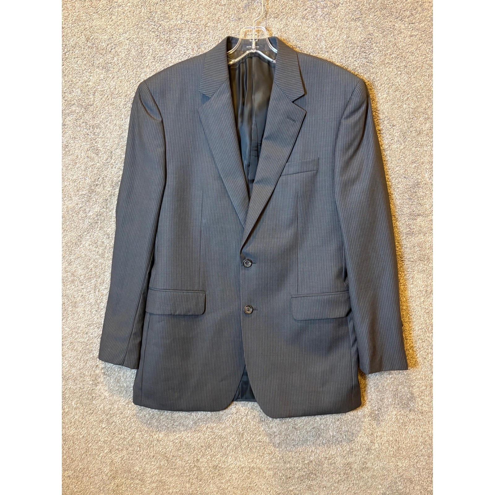 Ralph Ralph Lauren Mens Grey Pinstripe Two Button Blazer Sport Coat