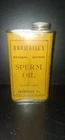 RARE, VINTAGE BROWNELL'S SPERM OIL PAPER LABEL HALF PINT TIN, WITH SPERM OIL - E