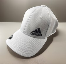 Adidas Release Fit II Stretch Fit Hat Cap White/Onyx Grey Size Small/Medium