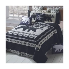 Virah Bella 3 Piece Queen Lodge Quilt Bedding Set - Moon Bear - Rus... Fast Ship