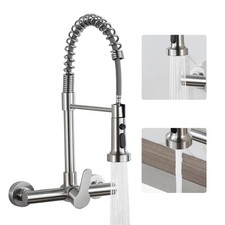 Wall Kitchen Faucet 8 Inch Center Brushed Nickel Wall Mount Kitchen Faucet wi...
