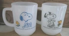 2 Vtg Fire King Snoopy Mug I'm Not Worth A Thing Etc & At Times Life Is Pure Joy