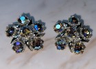 Vintage B.S.K Iridescent AB Aurora Borealis Crystal Clip Earring Bracelet Set — photo 2