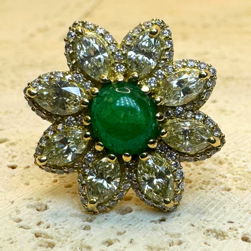 Womens 18ct Yellow Gold Emerald Ring Size K 1/2 Emerald Engagement Ring - Picture 5 of 8