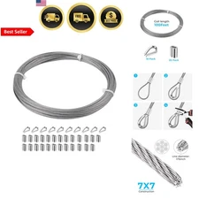 Stainless Steel Wire Cable 1/16 Inch 100FT Marine Grade Rope Accessories