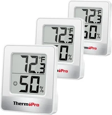 ThermoPro TP49 3 Pieces Digital Hygrometer Indoor Thermometer Oyster White 