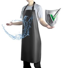 Waterproof Apron with Comfortable Adjustable Bib Rubber Vinyl Dishwasher Heav...