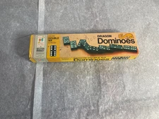 Vintage Complete Set of 1970 Wooden Dragon Double Six Dominoes Milton Bradley