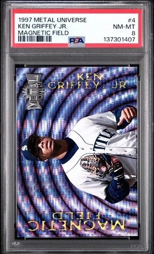 1997 METAL UNIVERSE KEN GRIFFEY JR MAGNETIC FIELD INSERT *GRADED PSA NM-MT 8