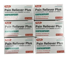 Rugby Pain Reliever Plus ( Migraine Headache ) 100 Caplets ( 6 pack ) --