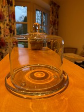 Gloche mit Glasteller, hochwertige Glocke m. geschliffenem Rand , Teller