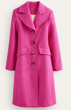 Boden Pink Fitted Wool Blend Maxi Coat, Size 8r