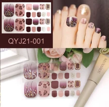 16 Styles Colorful Toe Nail Stickers Decals Wraps Nail Art Women Fashion Starter