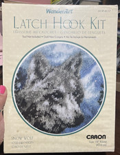 Wonderart Latch Hook Kit Snow Wolf 18" Round Caron 4117 BRAND NEW SEALED