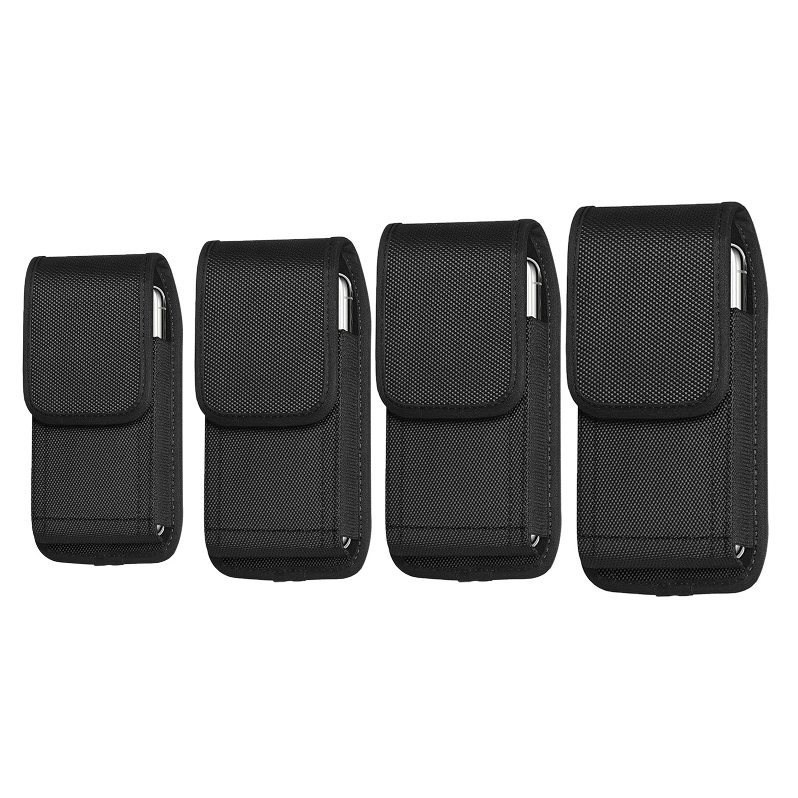 Men Nylon Cell Phones Belt Clip Holster Carrying Pouch, with Pen Holder Black