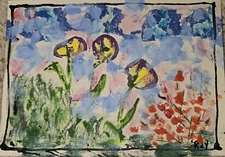 Fluffy - Abstract Acrylic & Watercolor Painting, 7x5 inches