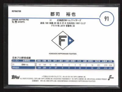 2024 Topps Chrome Japan NPB #91 Yuya Gunji Aqua Refractor /199 | eBay
