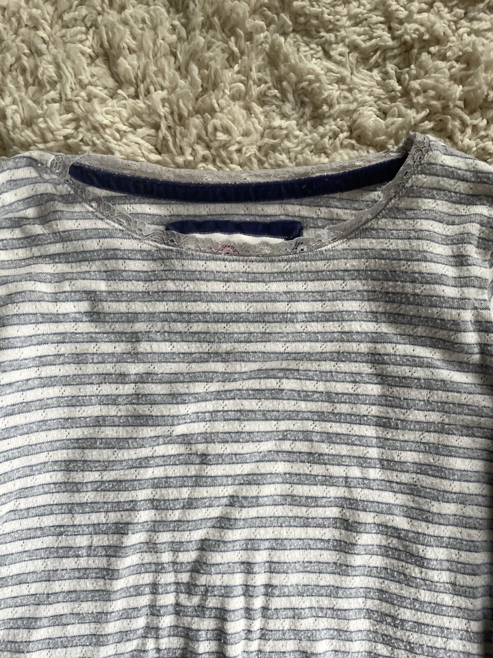 Boden Girls Long Sleeve Striped Shirt  Size 9-10Y Gray White - P - Image 3 of 4