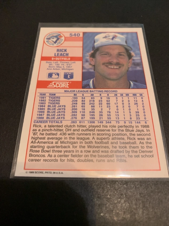 1989 Score Rick Leach #540 - Image 4 of 4