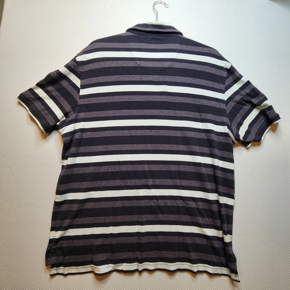 Camisa Polo Saks Fifth Avenue Hombre Extra Grande Negra Gris Blanca Rayas Etiqueta Negra Foto 4 de 4